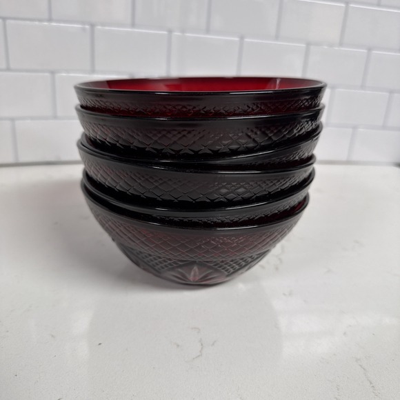 Other - Vtg Cristal d'Arques France "Antique Ruby" Glass Salad Bowls, Set Of 6 5.5"